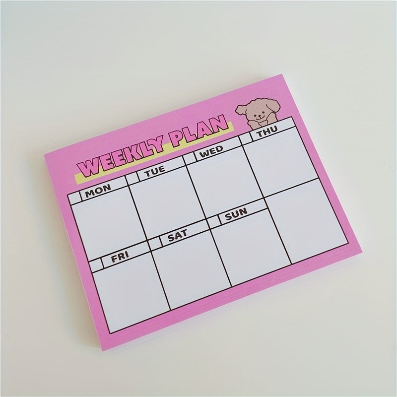 Cute Bear & Puppy Planner Notepads & Sticky Notes, 50 Sheets