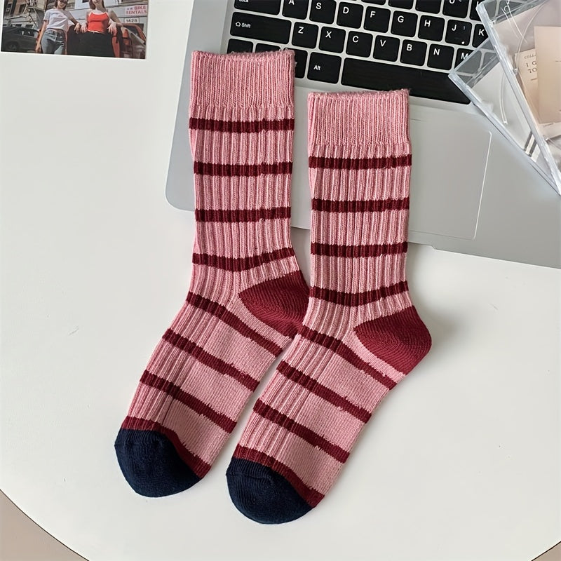 Colorblock Striped Socks Mid Tube Women's Stockings