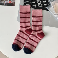 Colorblock Striped Socks Mid Tube Women's Stockings