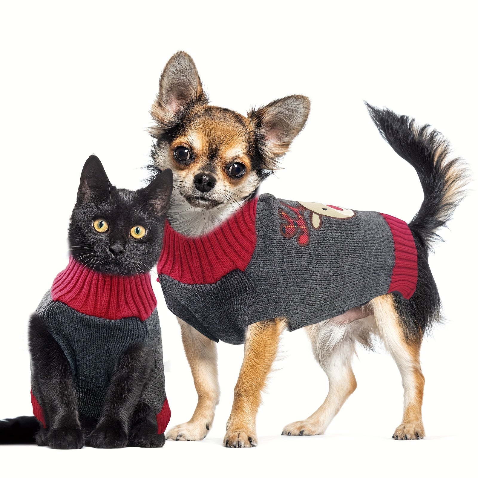 Dog Reindeer Holiday Sweater Funny Christmas Costume - Small/Medium/Large Dogs