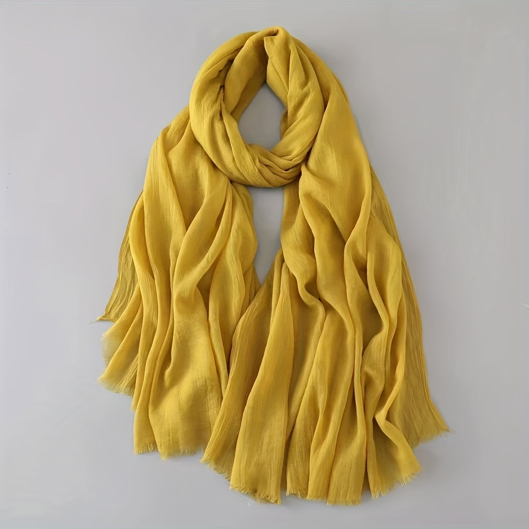 Vintage Solid Gauze Scarf Tassel Headwrap Women Turban Hijab