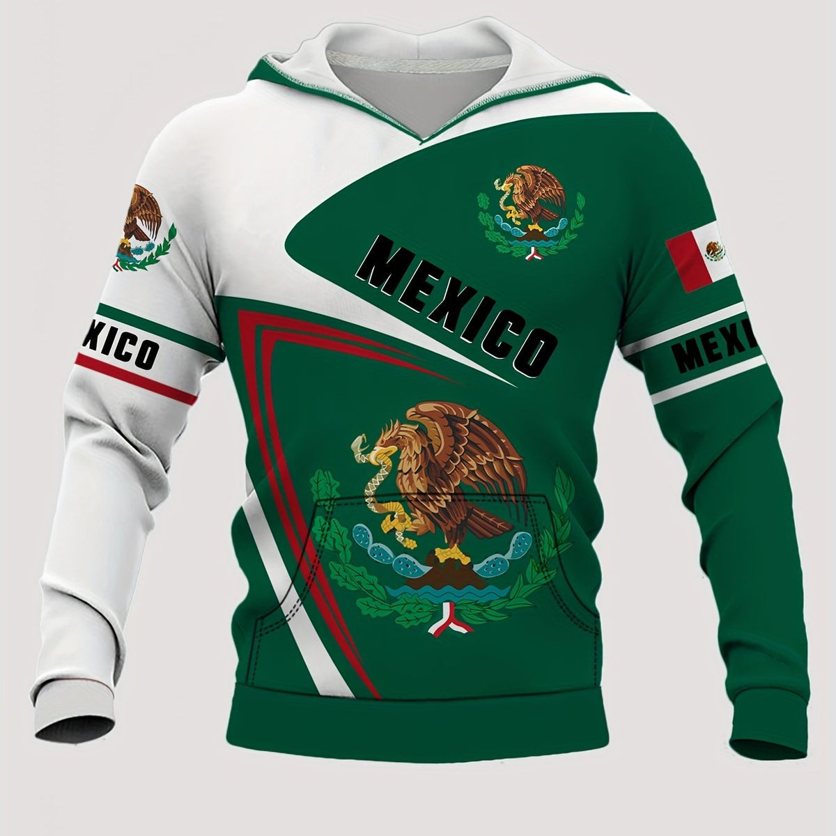 MEXICO Eagle And Snake Print Hoodie For Men