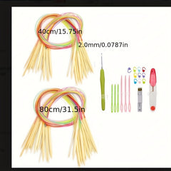 Long Loop Knitting Sweater Ring Needle Bamboo Wood Needle
