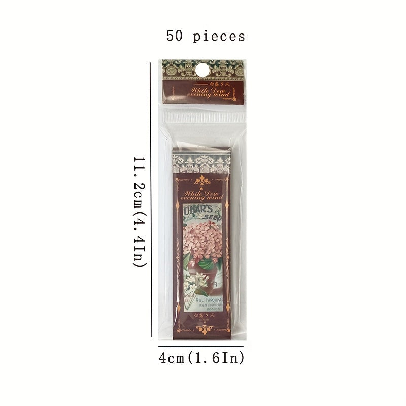 50pcs Retro Plant Flower Butterfly Sticker Book DIY Photo Album Decor