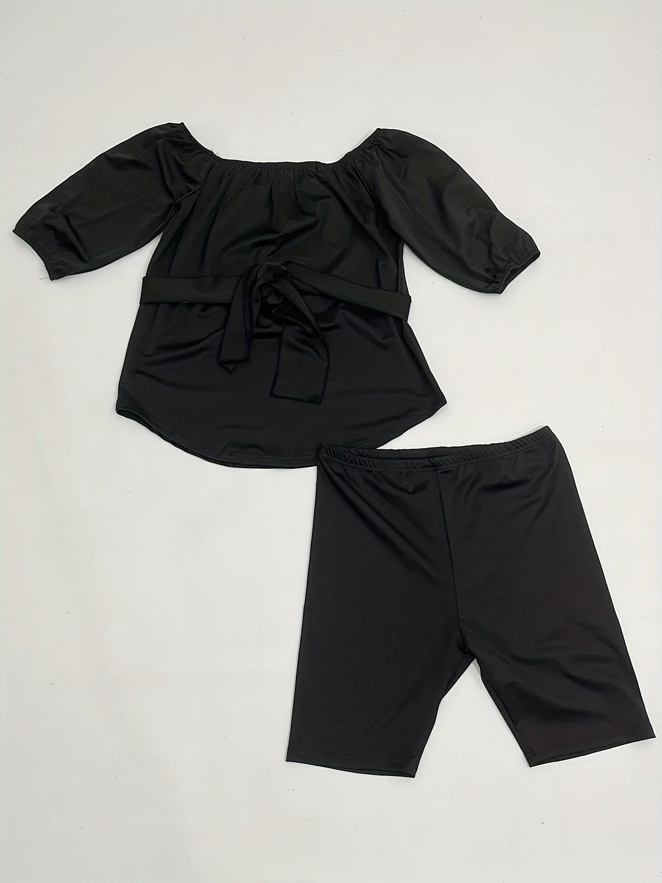  Off Shoulder Top & Shorts 2 Piece Set