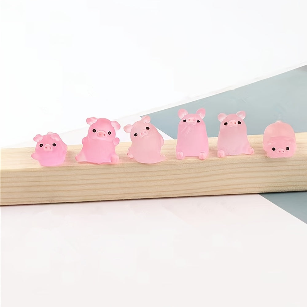 6pcs Mini Resin Piglets for Magical Garden Glow