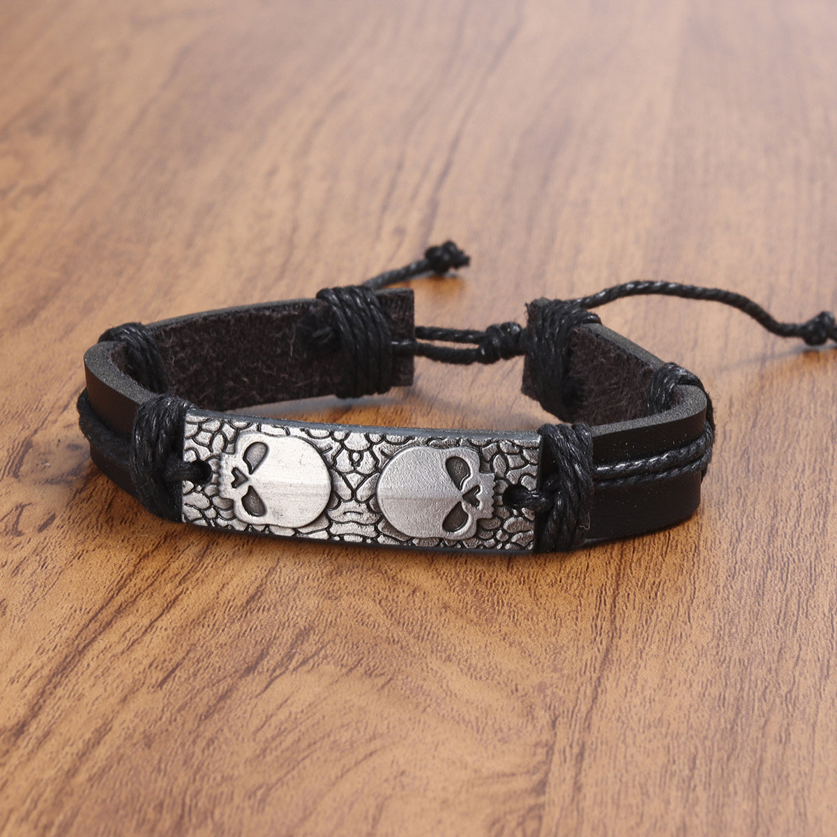 Men's Vintage Skull Leather Bracelet