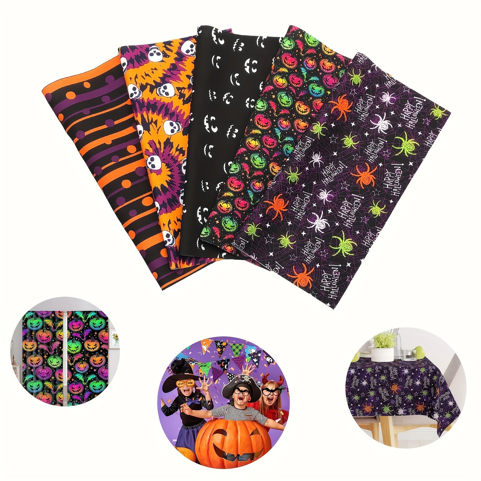 5pcs 24 89 24 Halloween Pattern Polyester Square Printed Quilted Fabric