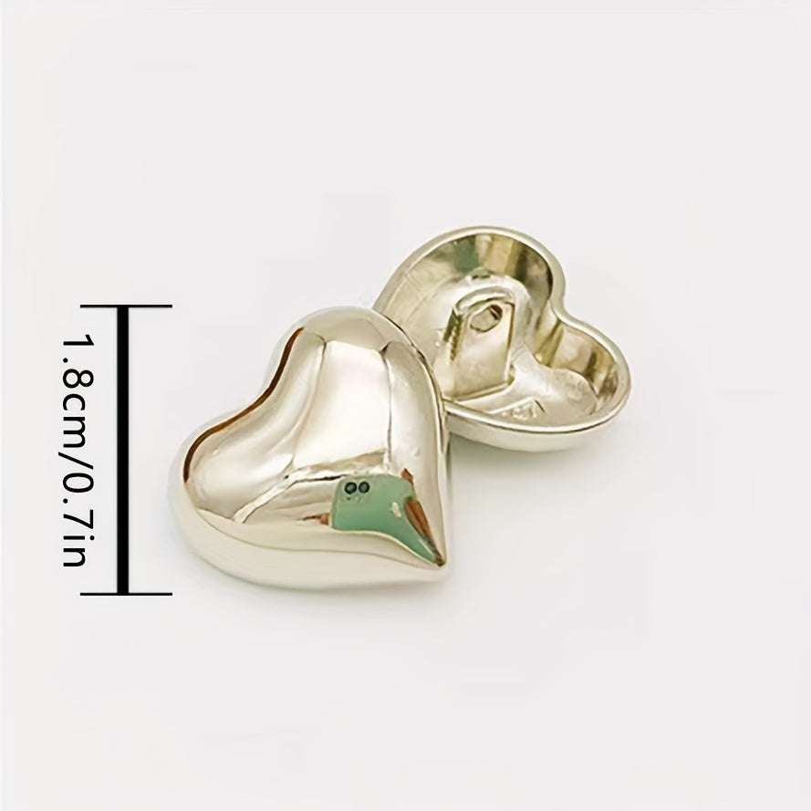 5pcs Peach Heart Metal Buckle Small Fragrance Coat Button