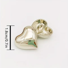5pcs Peach Heart Metal Buckle Small Fragrance Coat Button