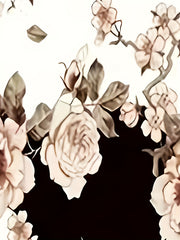  Colorblock Floral Print A Line Dress With Pockets