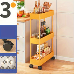 1PC Gap Hand Push Cart Storage Rack Floor standing Mobile Storage Rack