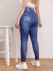  Denim Print High Rise Leggings