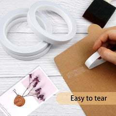3 Rolls Double Sided Tape 0.5-1.5 Width Tear by Hand Paper Backing