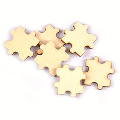50pcs 40mm Wooden Puzzle Blocks DIY Kids Crafts Painting Decorating