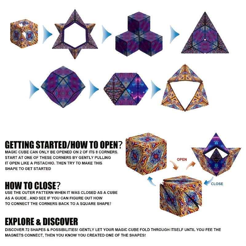 Magnetic Magic Cube Geometry Puzzle Educational Toy For Kids