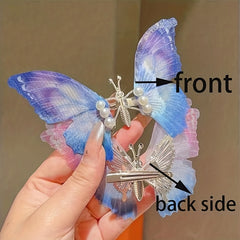 Y2K Butterfly Faux Pearl Hair Clip Head Jewelry