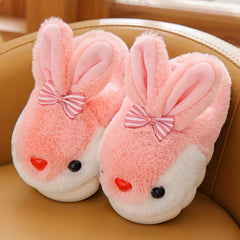 Girls' Rabbit Furry House Shoes - Non Slip Soft Bottom - Indoor Winter