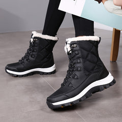 Women's Plush Lined Snow Boots Waterproof Thermal Lace Up Winter Outdoor Shoes