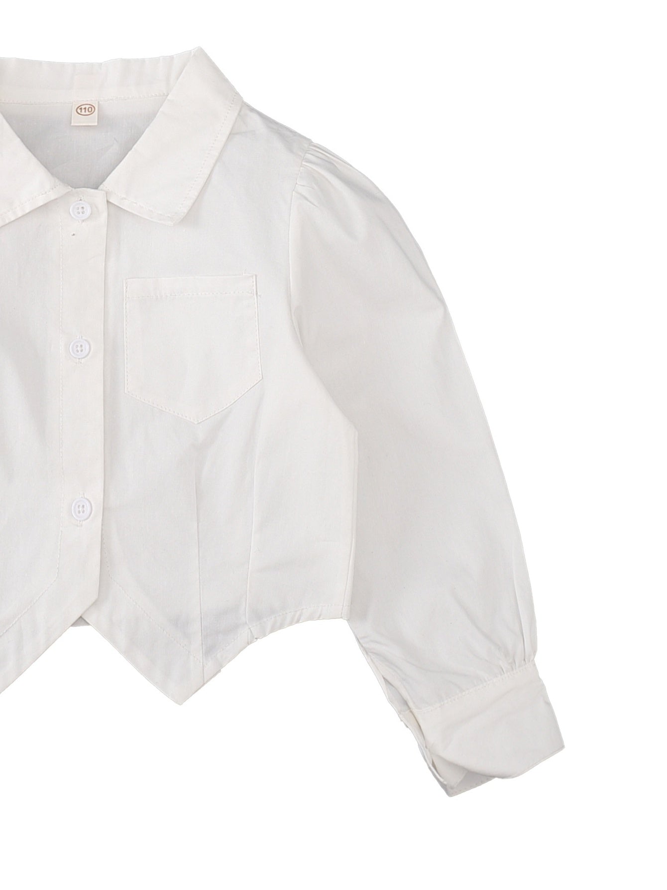 Girls Cotton Shirt College Style Long Sleeve Top School Uniform