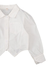 Girls Cotton Shirt College Style Long Sleeve Top School Uniform