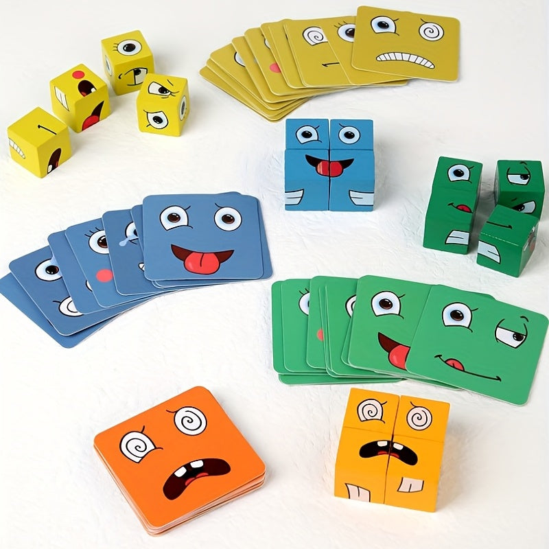 Wooden Matching Block Puzzles Parent Child Interactive Games Educational Toys