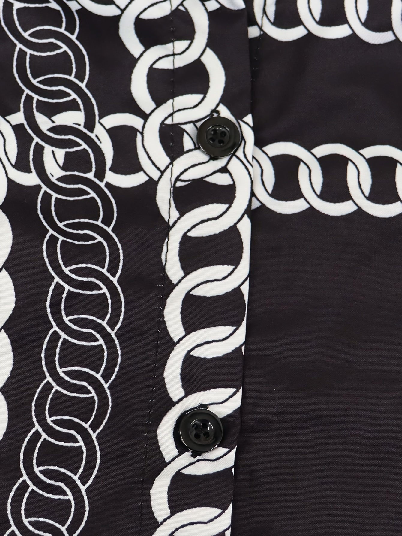  Chain Print Long Sleeve Button Up Shirt