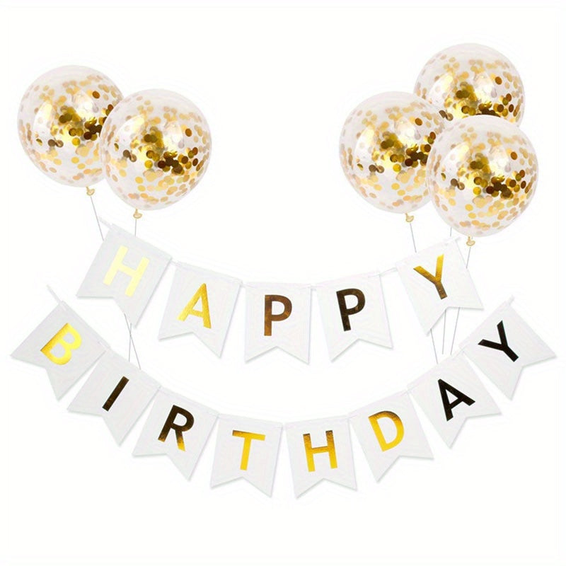 Happy Birthday Bronzing Pull Flag Sequin Balloon Set