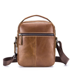 Cowhide Boy Satchel Leather Shoulder Bag Men's Retro Vertical Messenger Bag