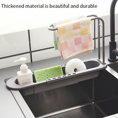 Kitchen Sink with Towel Rod and Telescopic Storage Rack