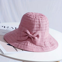 Vintage Wide Brim Bucket Hat Sunscreen Travel Beach Hats For Women