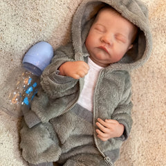 Adorable 45 Sleeping Reborn Boy Doll Full Body Soft Vinyl Material Waterproof Re