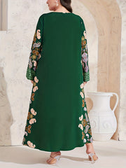  Abaya Dress Women's Plus Paisley Floral Geometric Print Long Sleeve
