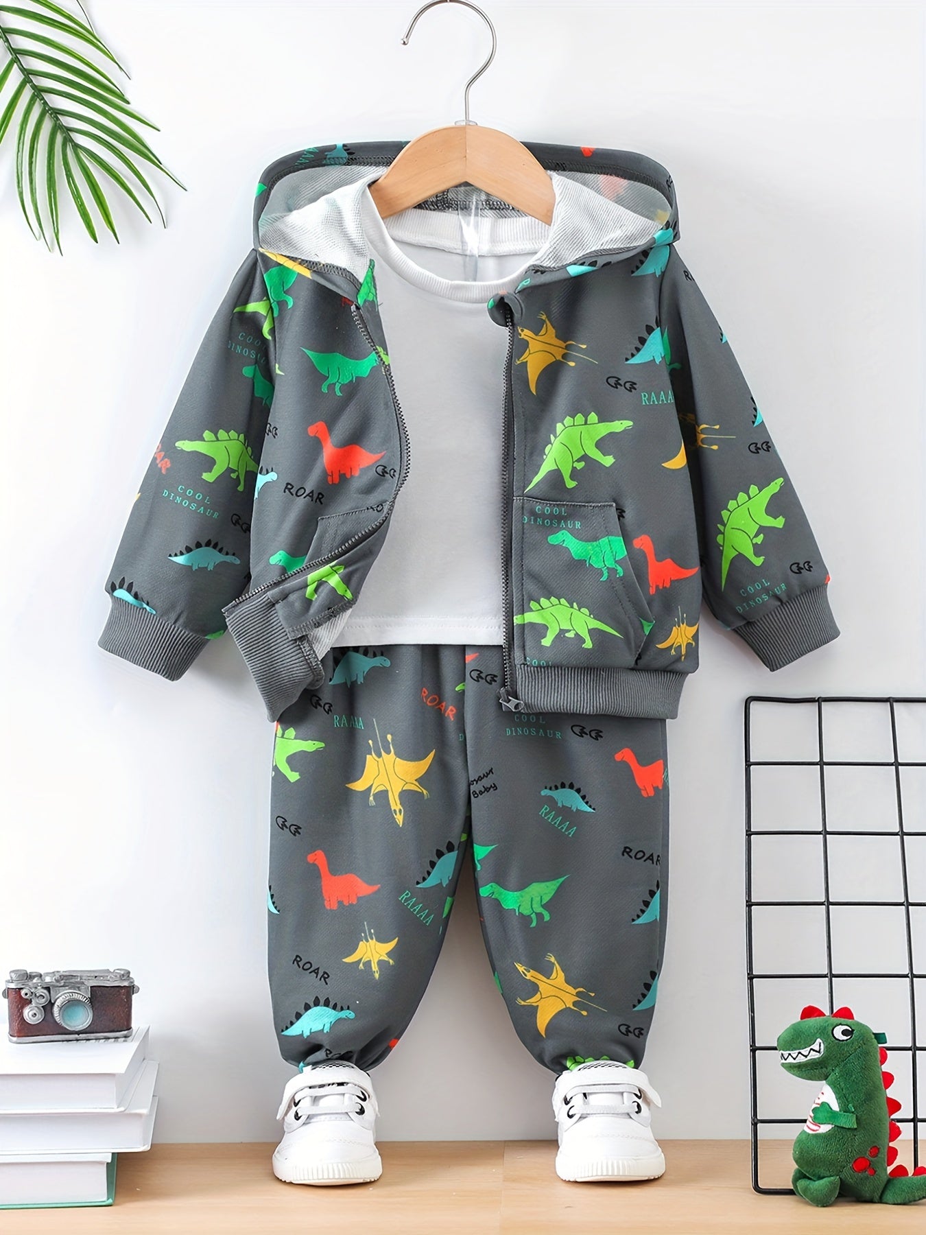 Baby Boys Dinosaur Print Hoodie & Pants Set