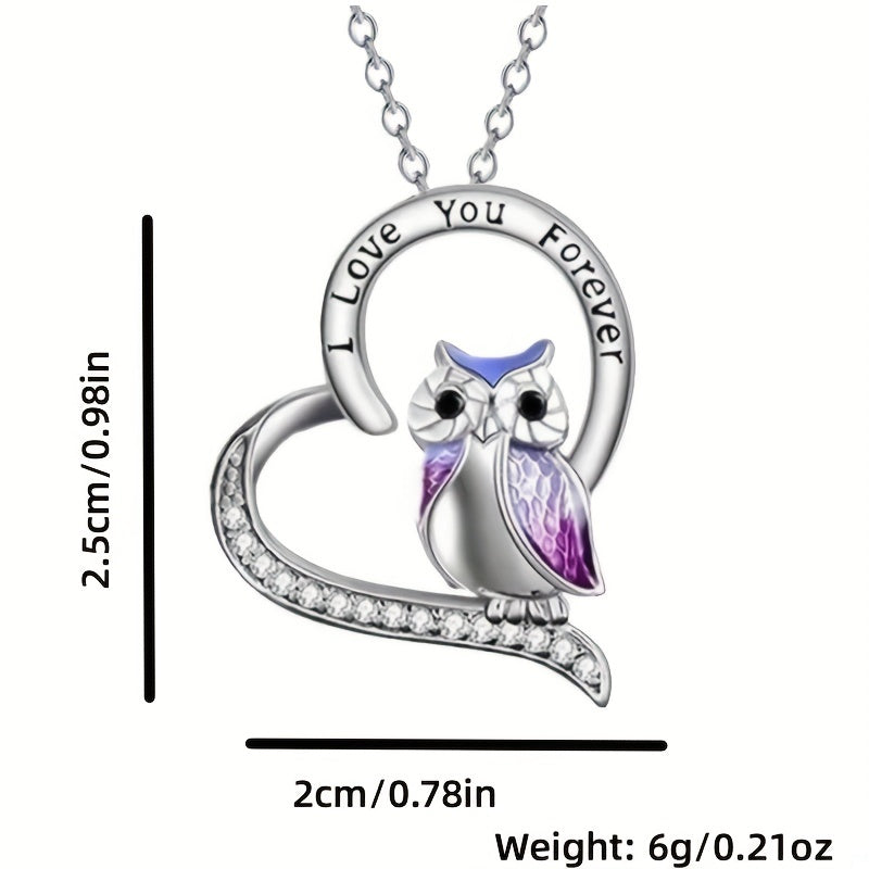 Heart Owl Pendant Necklace Holiday Gift For Girls