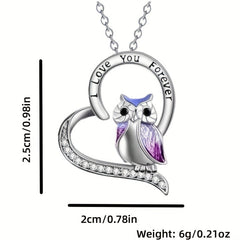 Heart Owl Pendant Necklace Holiday Gift For Girls