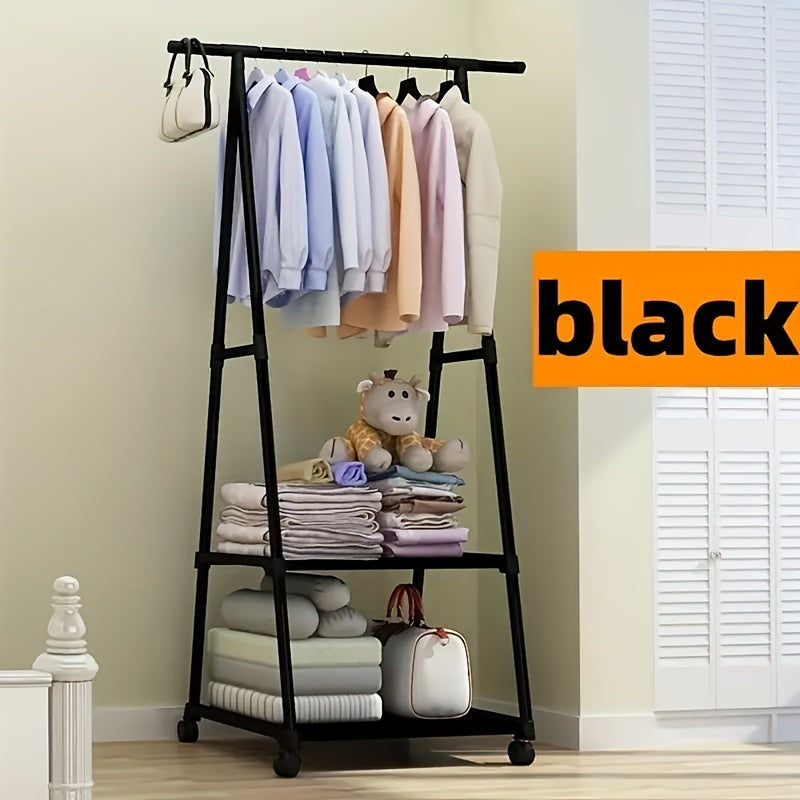 Metal Clothes Storage Rack Floor Standing Movable Storage Rack