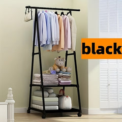 Metal Clothes Storage Rack Floor Standing Movable Storage Rack
