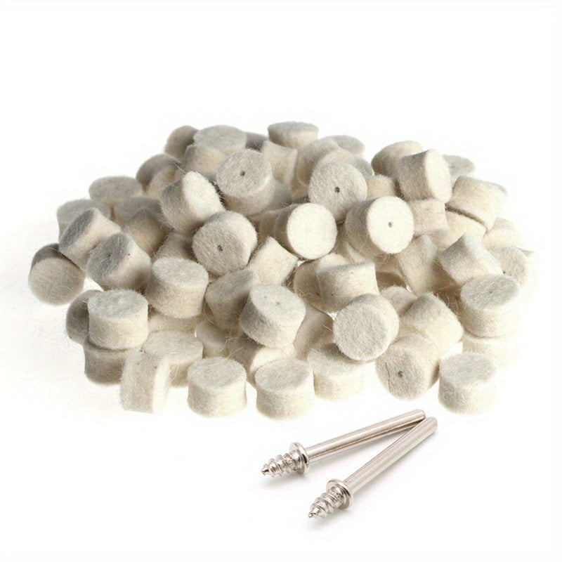 100pcs Wool Felt Buffing Pad 13mm with 2 Shank