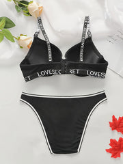 Letter Print Bra & Panties Lingerie Set