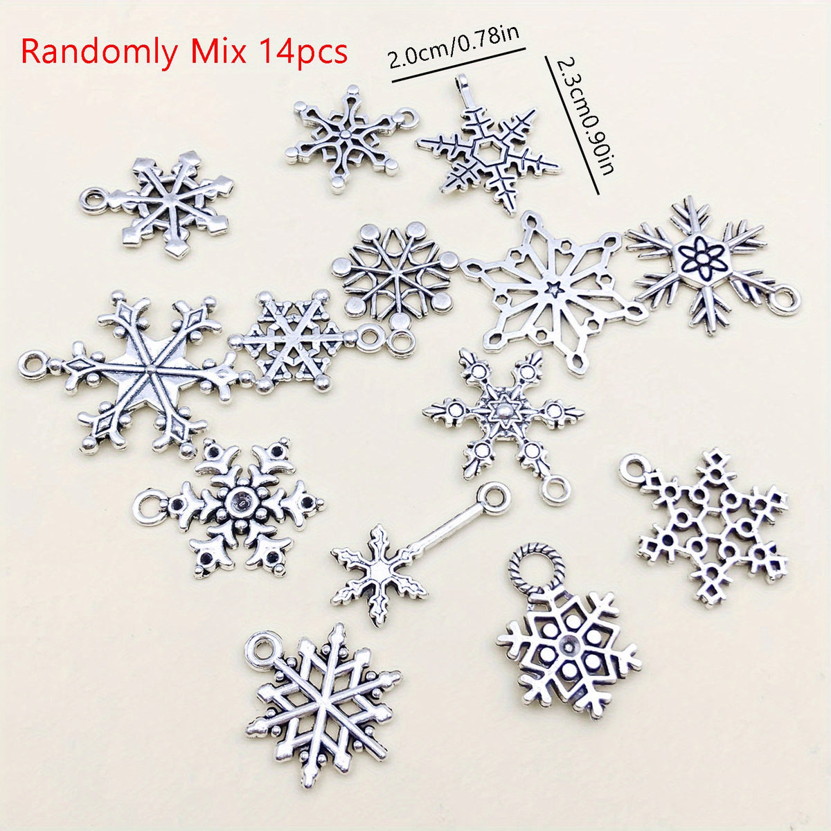 16pcs Snowflake Pattern Pendants for DIY Jewelry