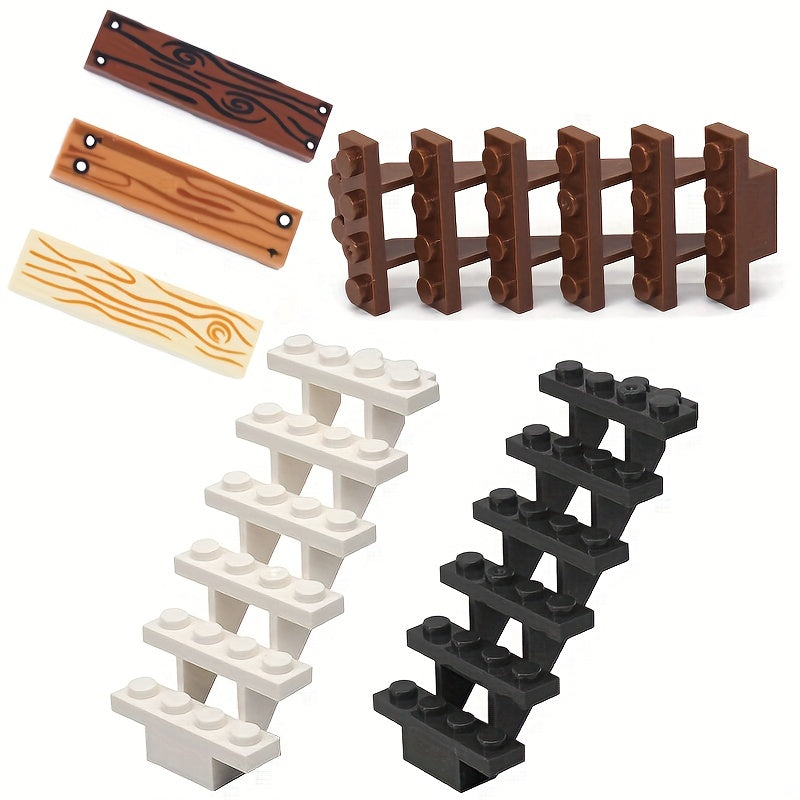 28pcs Wood Grain House Accessories Assembly Toys for Creative Kids & Adults