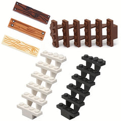 28pcs Wood Grain House Accessories Assembly Toys for Creative Kids & Adults