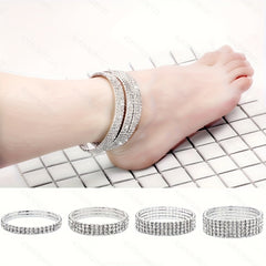 Men's Zircon Anklet Bracelet Dainty Faux Diamond Stretchy Anklet