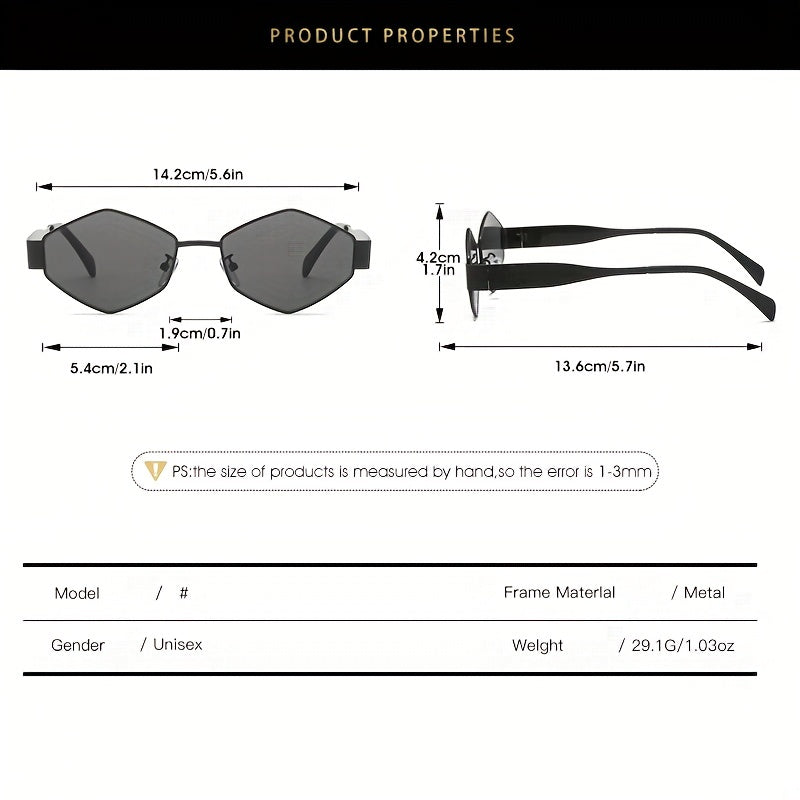Geometric Metal Frame Sunglasses UV400 Anti Glare Glasses Punk Style