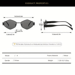 Geometric Metal Frame Sunglasses UV400 Anti Glare Glasses Punk Style
