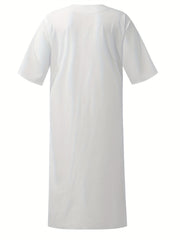 Arabic Kaftan Men Half Sleeve Muslim Clothes Vintage Casual Dubai Jubba Thobe