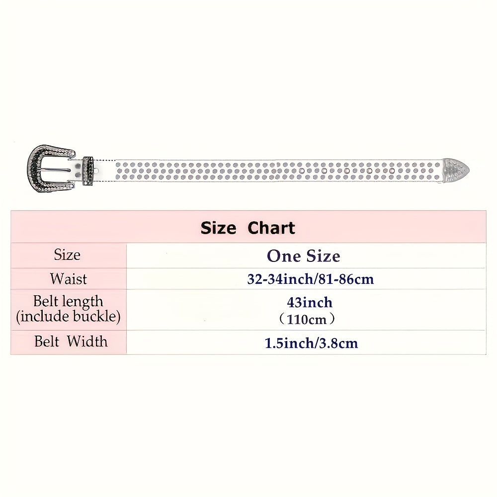 Punk Rhinestone Western Belt Cowboy Cowgirl Y2K Bling Jeans Belt