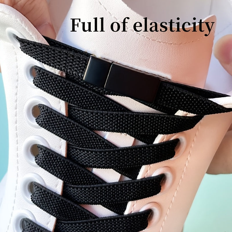 Magnetic Buckle No Tie Shoe Laces Stretch Elastic Flat Laces