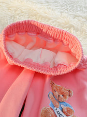 Girls Fleece Warm Sweatpants Elastic Waist Bear Print